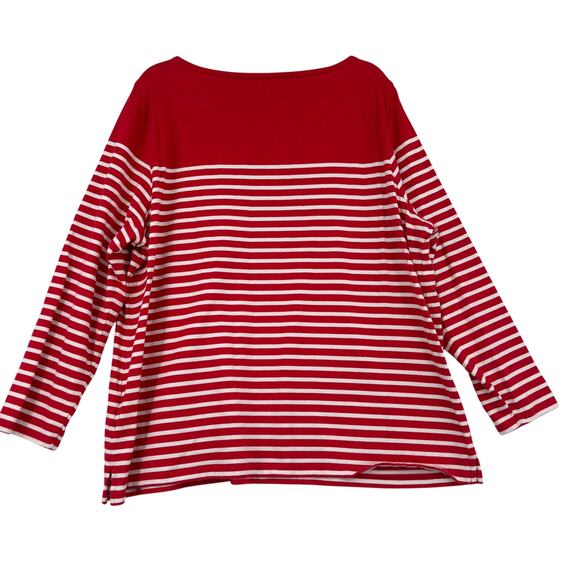 Talbots Tee Shirt Size 2X Nautical Stripe Red White Sailboat Bateau Marseille - Picture 7 of 10